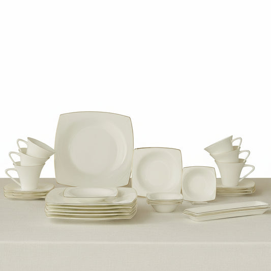 Karaca Fine Pearl Ragusa Porcelænssæt Guldkant – 26 dele, 6 personer. LUKSUS OG HELT UNIK SPISESTEL.KUN 999  SPAR 50 %