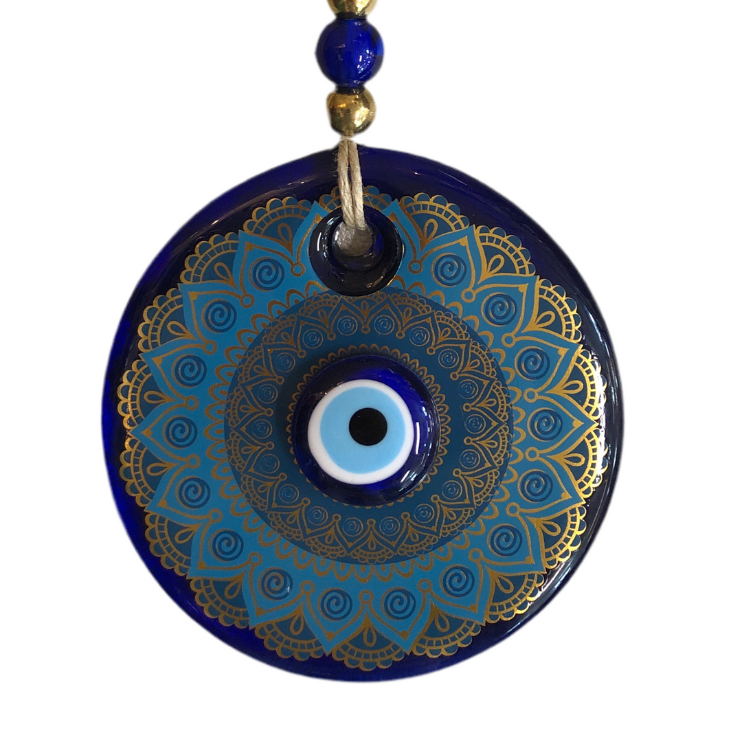 Onde Øje Amulet 13x30 cm Blå/Guld 3 Mønstervarianter