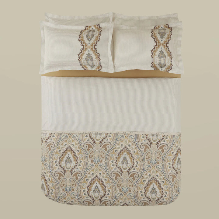 Karaca Home Lemy 100 % bomuld dobbeltdyne-sengesæt – Beige