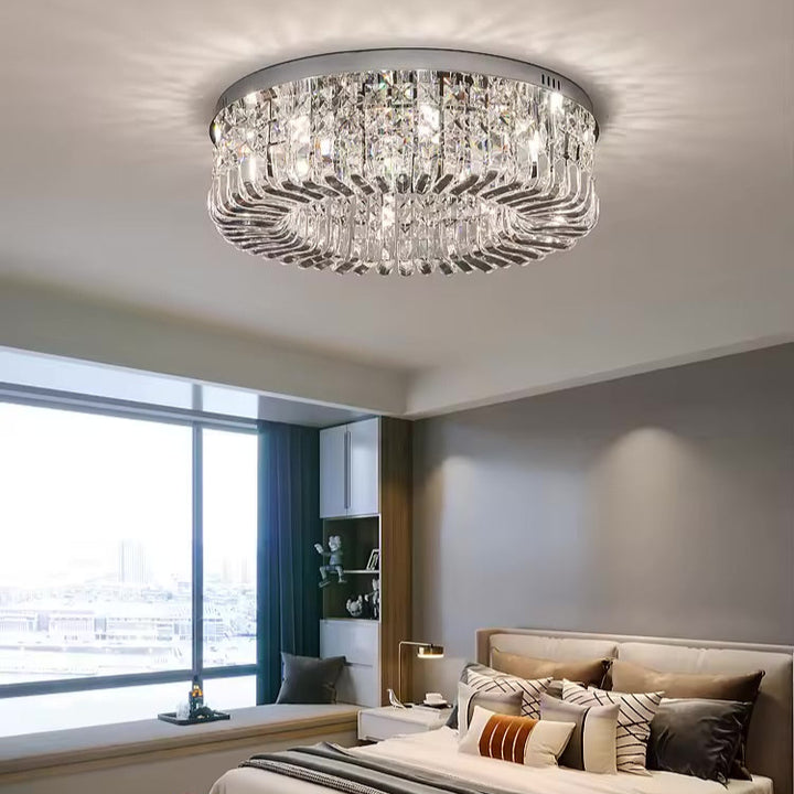 LED Krystal Loftlampe Sølv 50 cm 3 Lysindstillinger