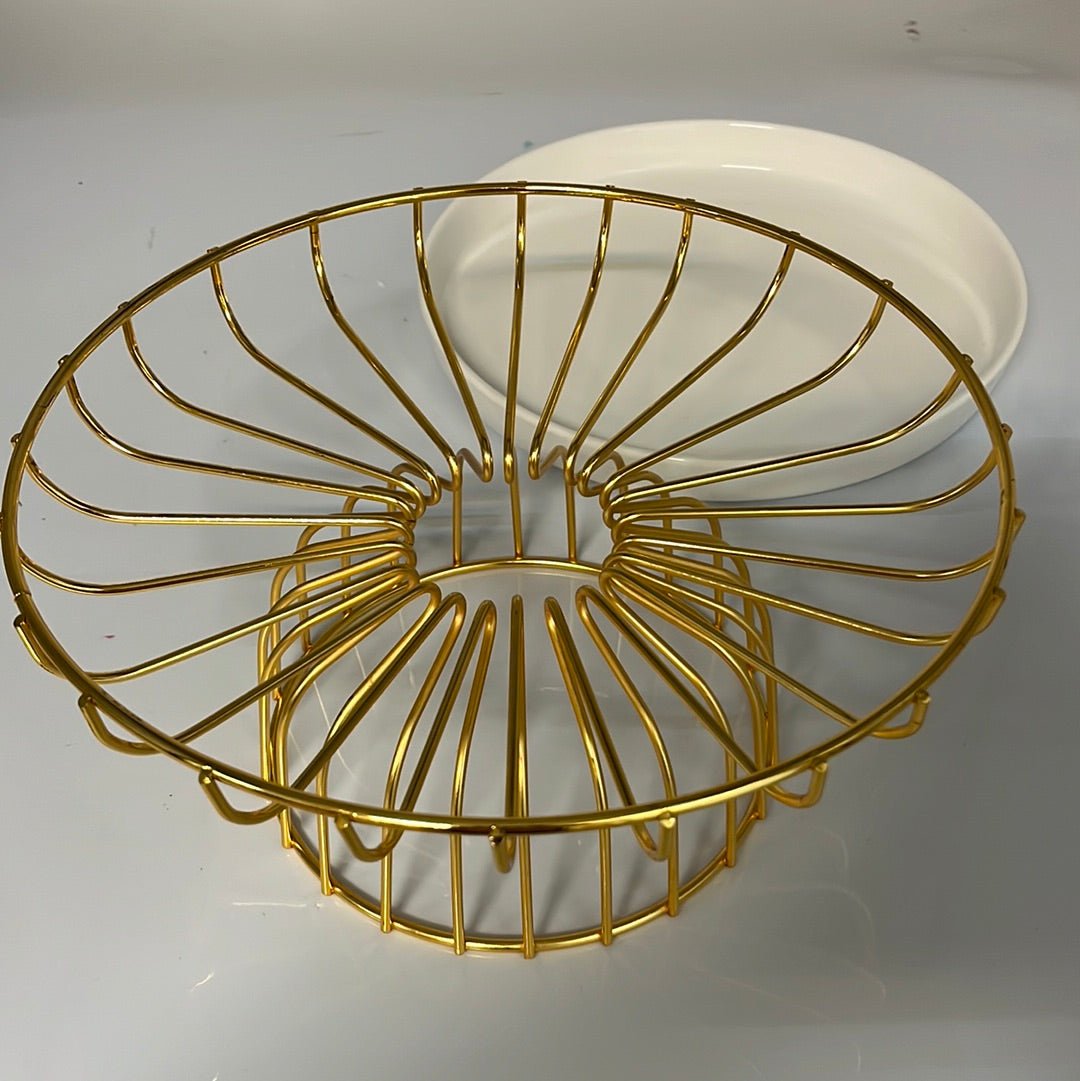 Almina Kageopsats på fod - Hvid/Guld