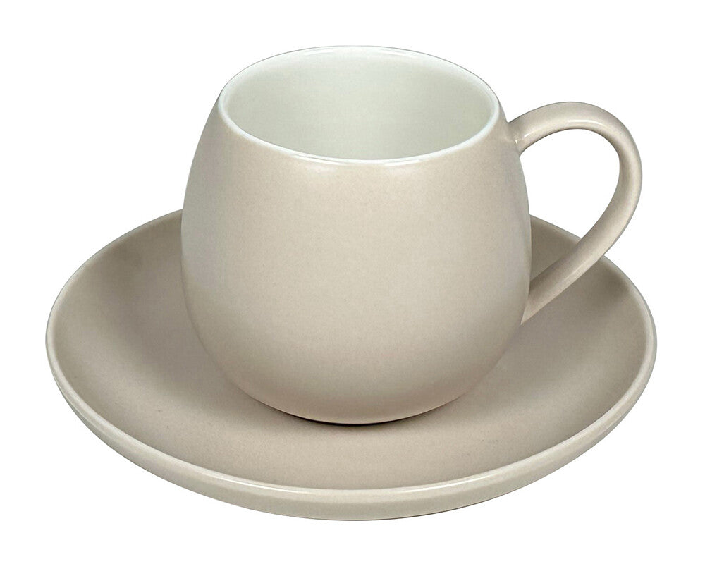 Schäfer Kaffekopssæt - Runde Underkopper – 12 dele - Taupe - 220 ml