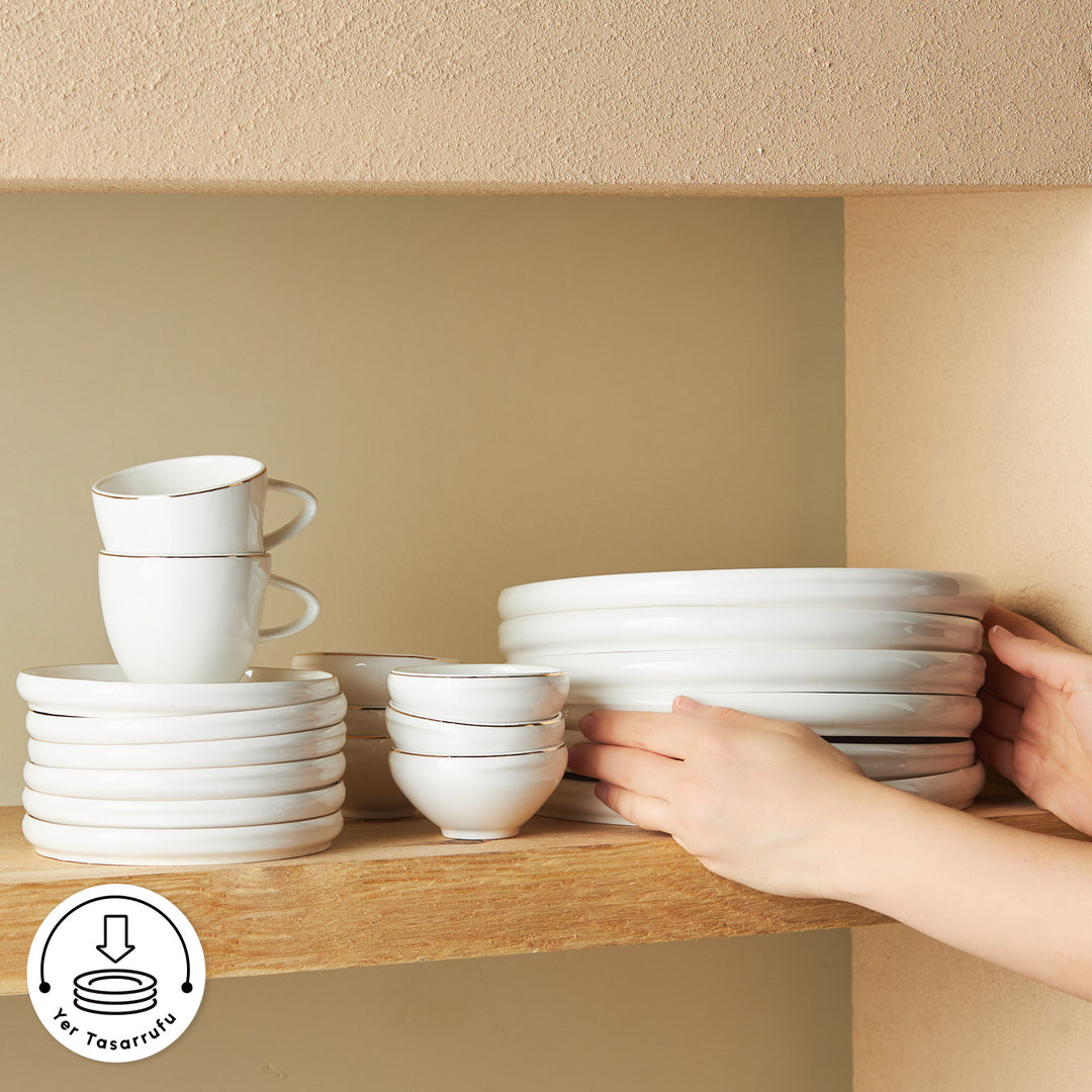 Karaca Stream Bone Sunset 34 Dele Morgenmadssæt til 6 personer – Guld