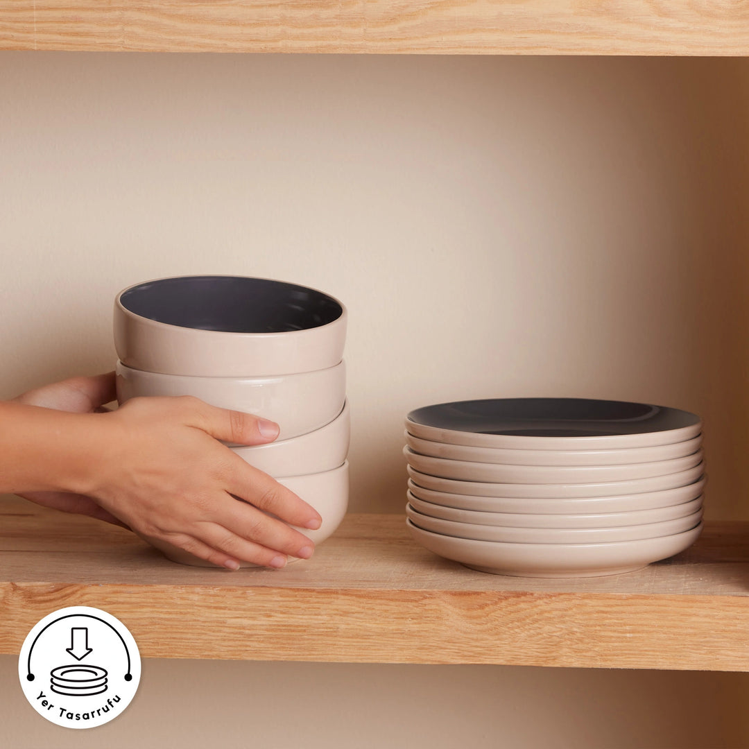 Karaca Earth Collection Terra 36 Dele – Spisesæt til 8 Personer, Antracit