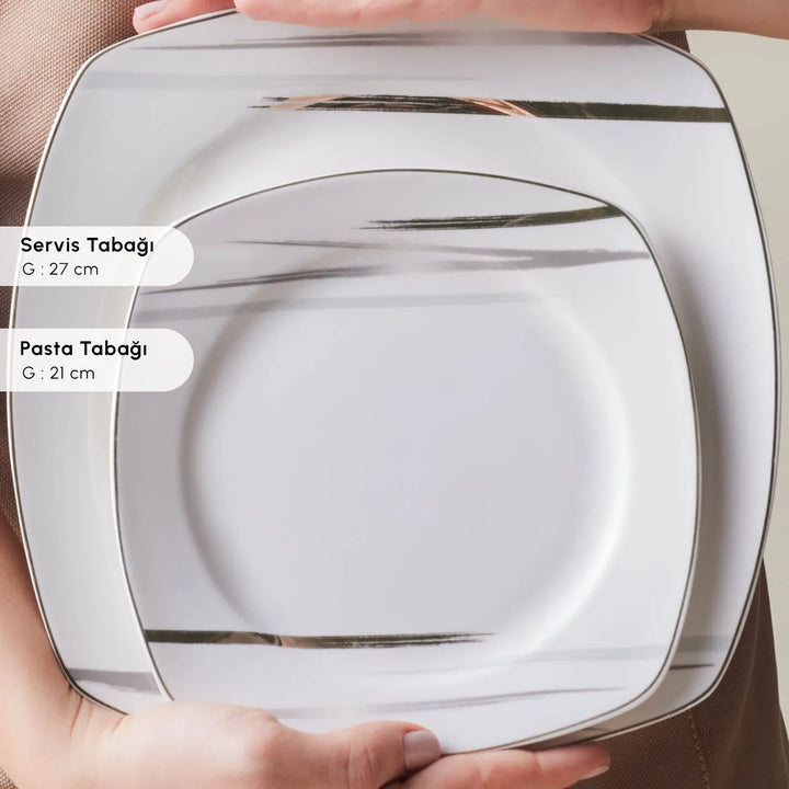 Karaca Square Bone Bera – 24 dele Middagsservice til 6 personer