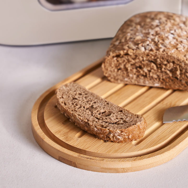 Karaca Stream 2-i-1 Brødkasse & Skærebræt – Creme