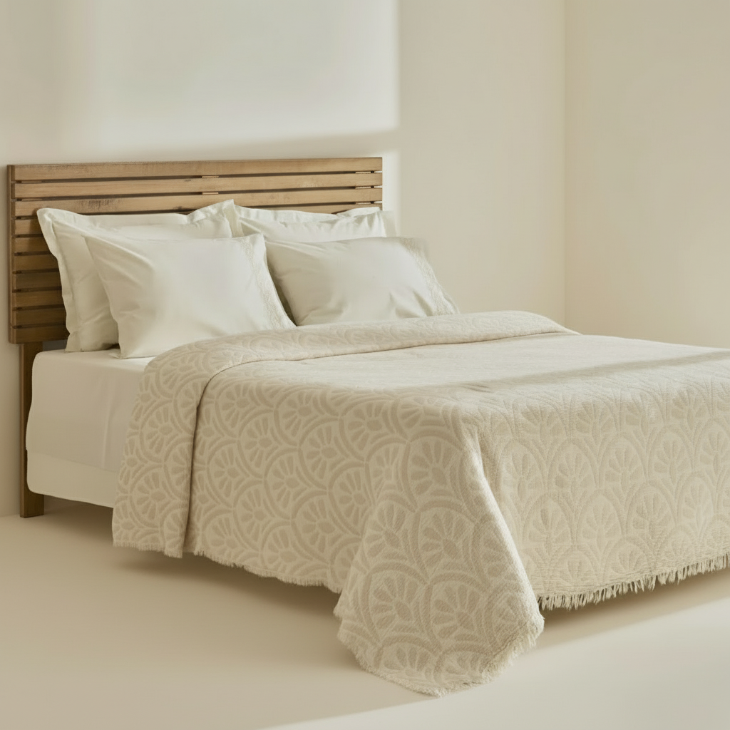 Karaca Home Shailyn Broderet Musselin Sengetæppesæt 200x220 cm (Dobbeltseng) | Rosa