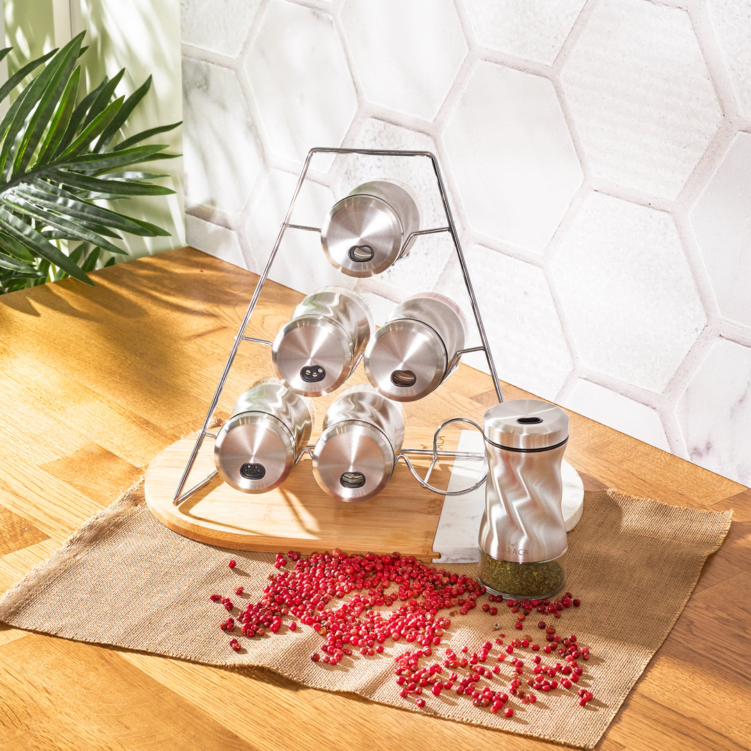 Karaca Tottori 7-Dele Glas Krydderisæt m/Metal Stativ