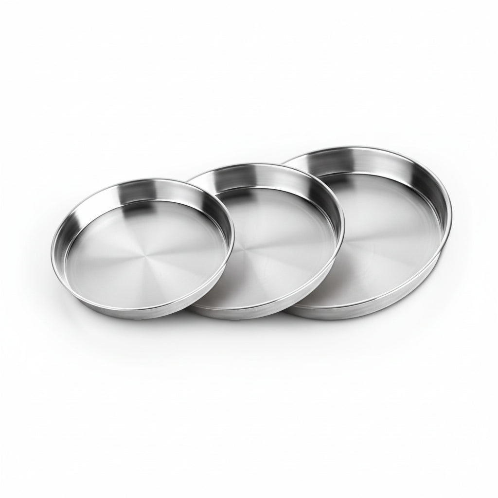 Bradepandesæt 3 stk. - 28 - 32 - 36 cm - Rustfrit Stål - Rund