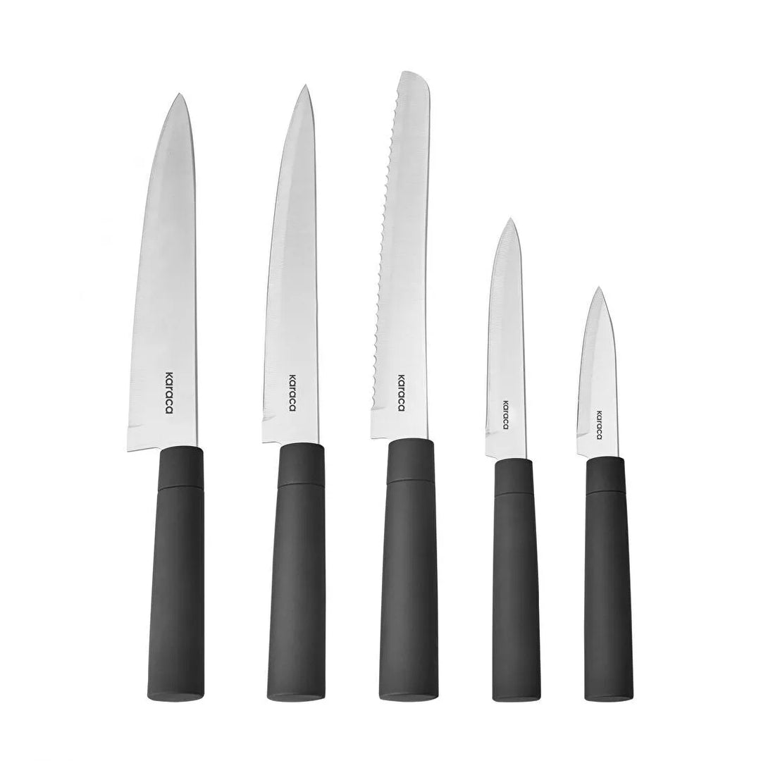Karaca Grammy Knivsæt – 6 Dele i Stilrent Sort med Soft-Touch