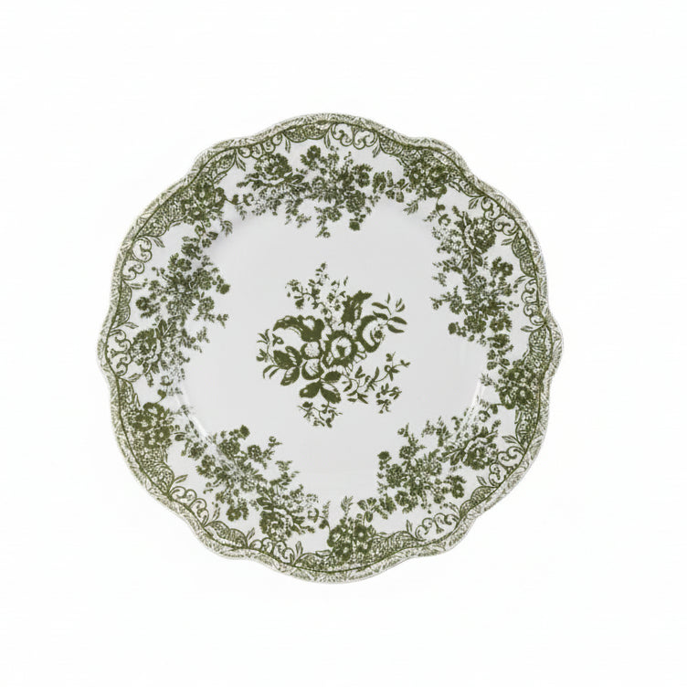Bricard Fleury - Porcelæn tallerkensæt - 25 Dele | 6 Personer | Grøn