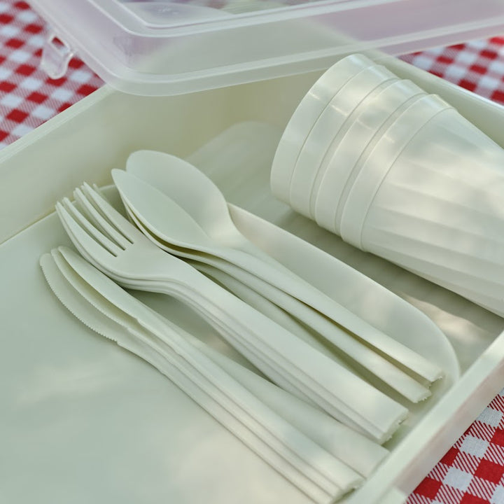 Karaca - Container Rocca - 32-Dele Picnic Sæt – Creme