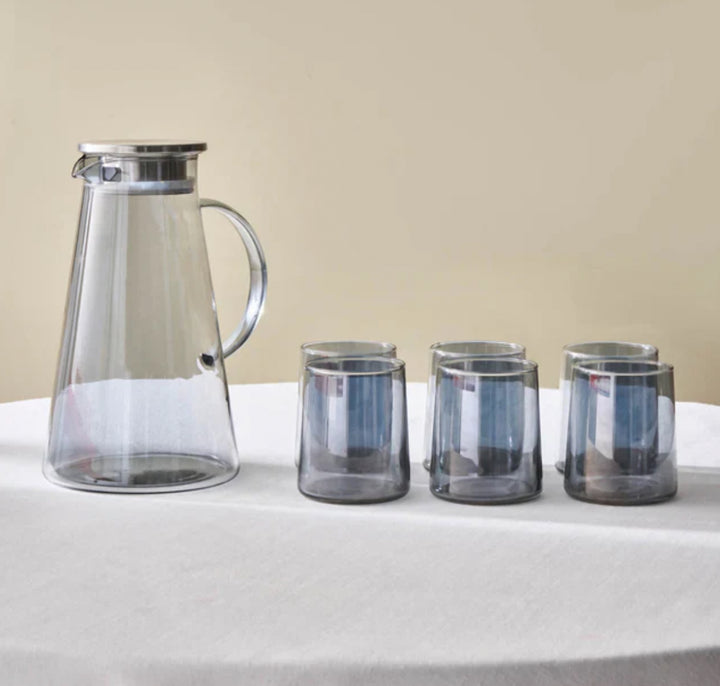 Karaca Serene 7-dele tumbler-glas sæt – Antrasit