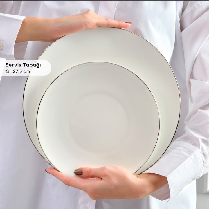 Karaca Fine Pearl Extra Chanak Middagssæt | 55 dele | 12 personer | Sølv