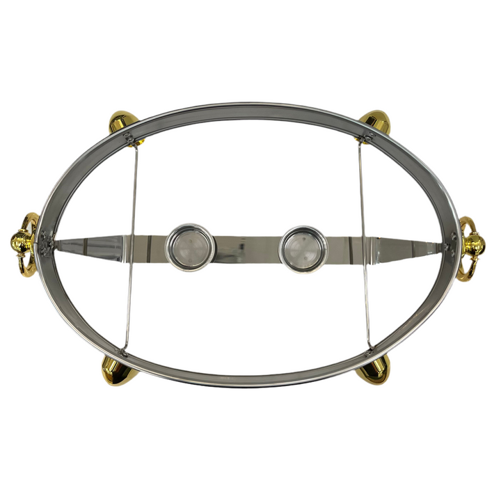 Rustfrit Stål Madvarmer/Fyrfadesæt 3 Dele | 2 L | Oval | Sølv/Guld | Rechaud Calef