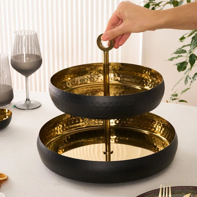 Karaca Arven 2-etagers Dekorativ Serveringsfad – 26 × 32 cm