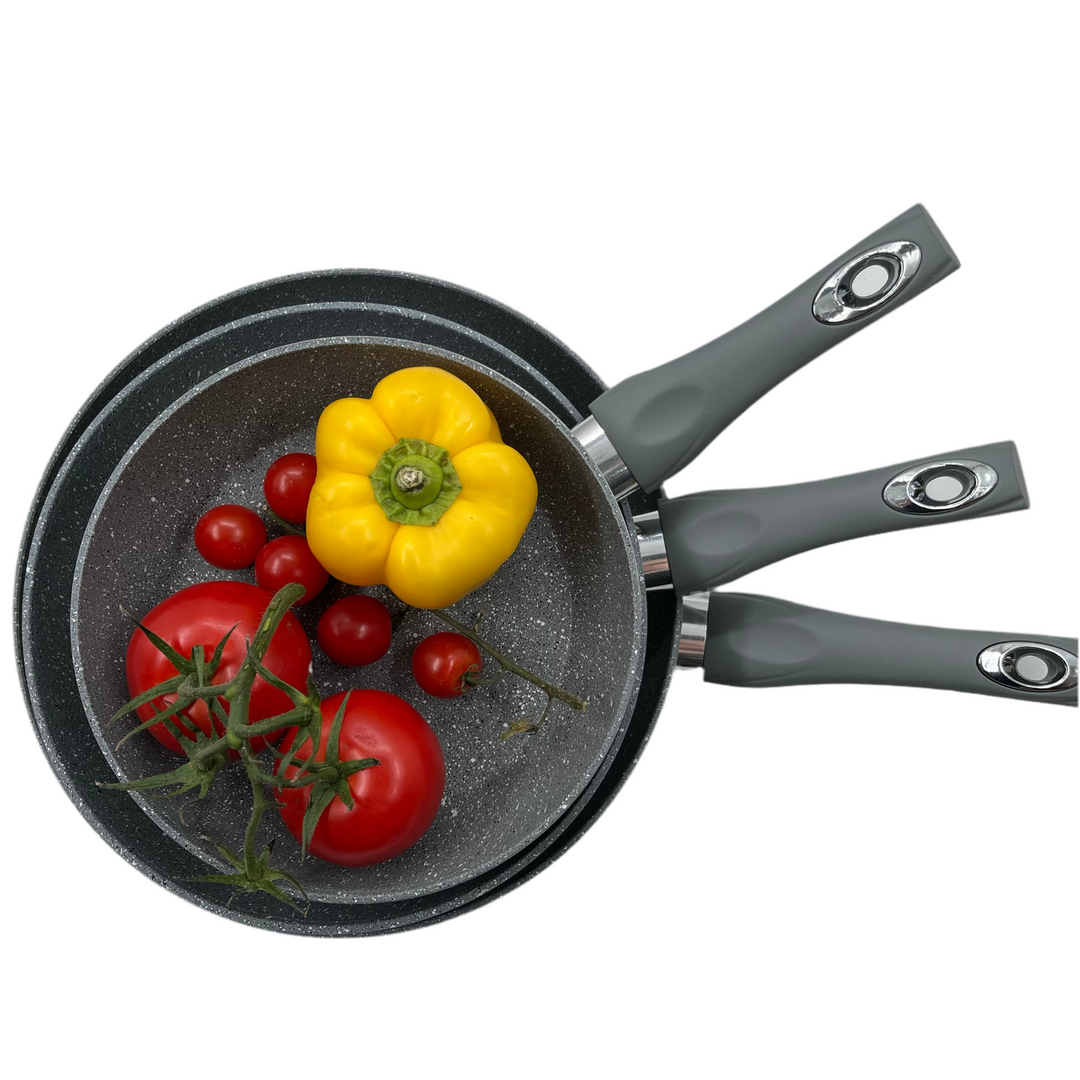 Zellerfeld - Stegepandesæt nonstick - 3 stk. Grå 20, 24, 28 cm