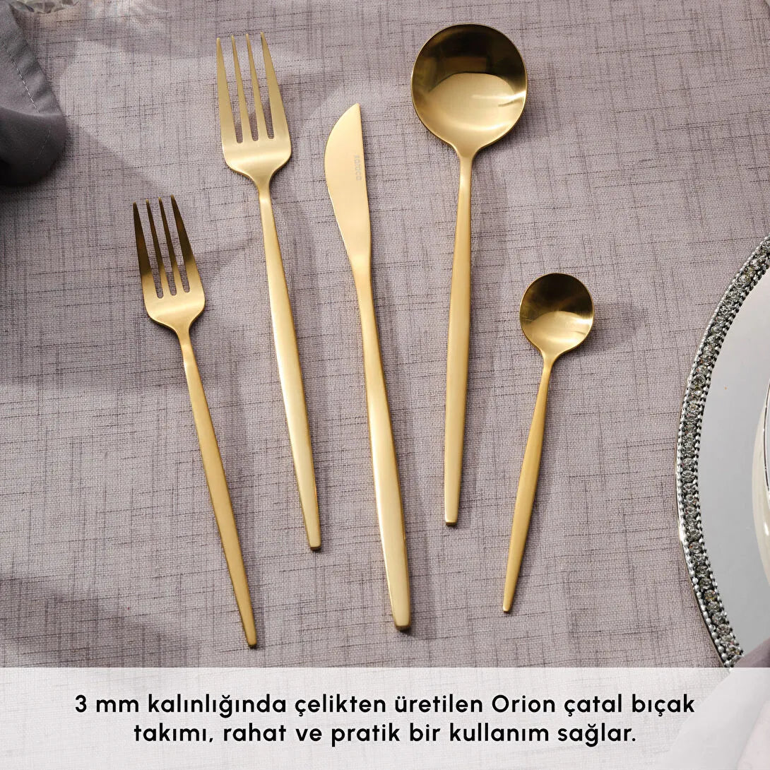 Karaca Orion 30-delt Bestiksæt 18/10 rustfrit stål | Mat Guld | 6 personer