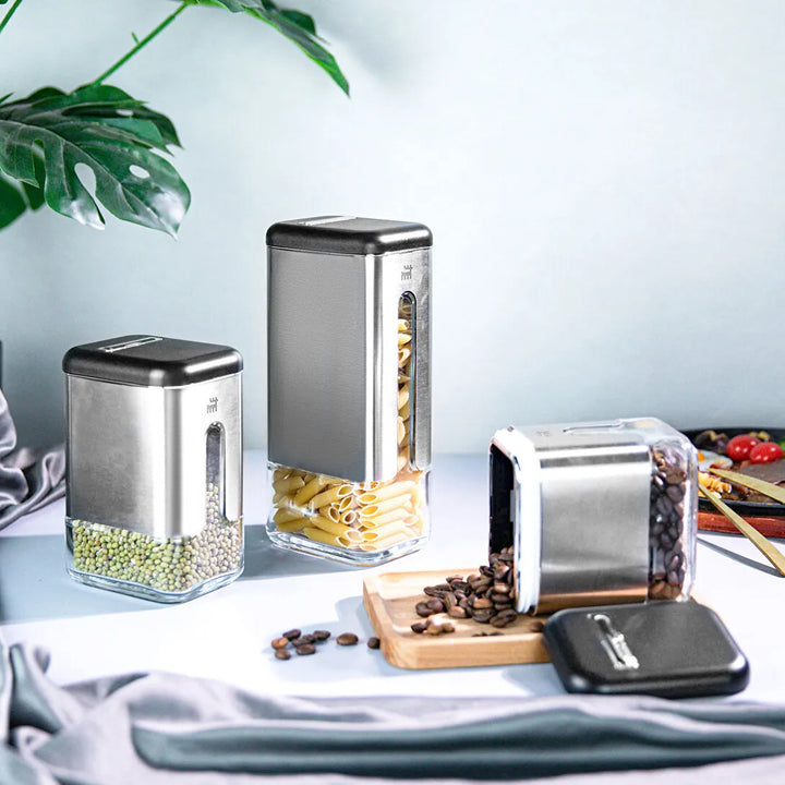 Karaca Shinex Inox Opbevaringssæt – 6 Dele i Glas & Rustfrit Stål