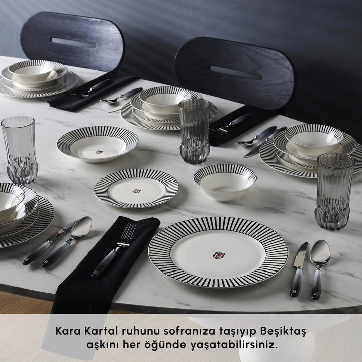 Karaca x Beşiktaş Forever Bone Spisestel – 24 Dele til 6 Personer
