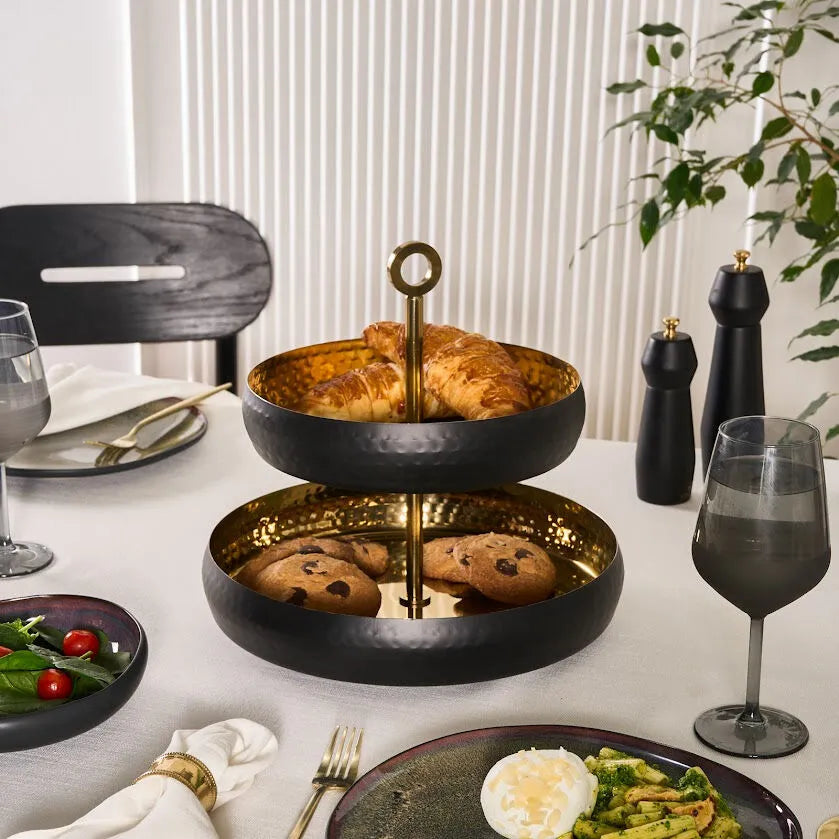 Karaca Arven 2-etagers Dekorativ Serveringsfad – 26 × 32 cm