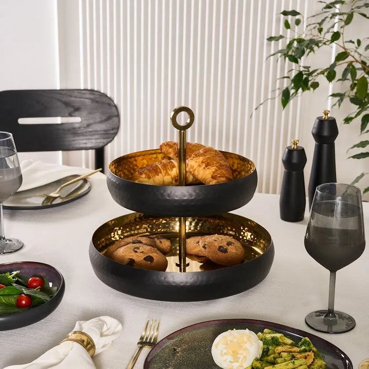 Karaca Arven 2-etagers Dekorativ Serveringsfad – 26 × 32 cm