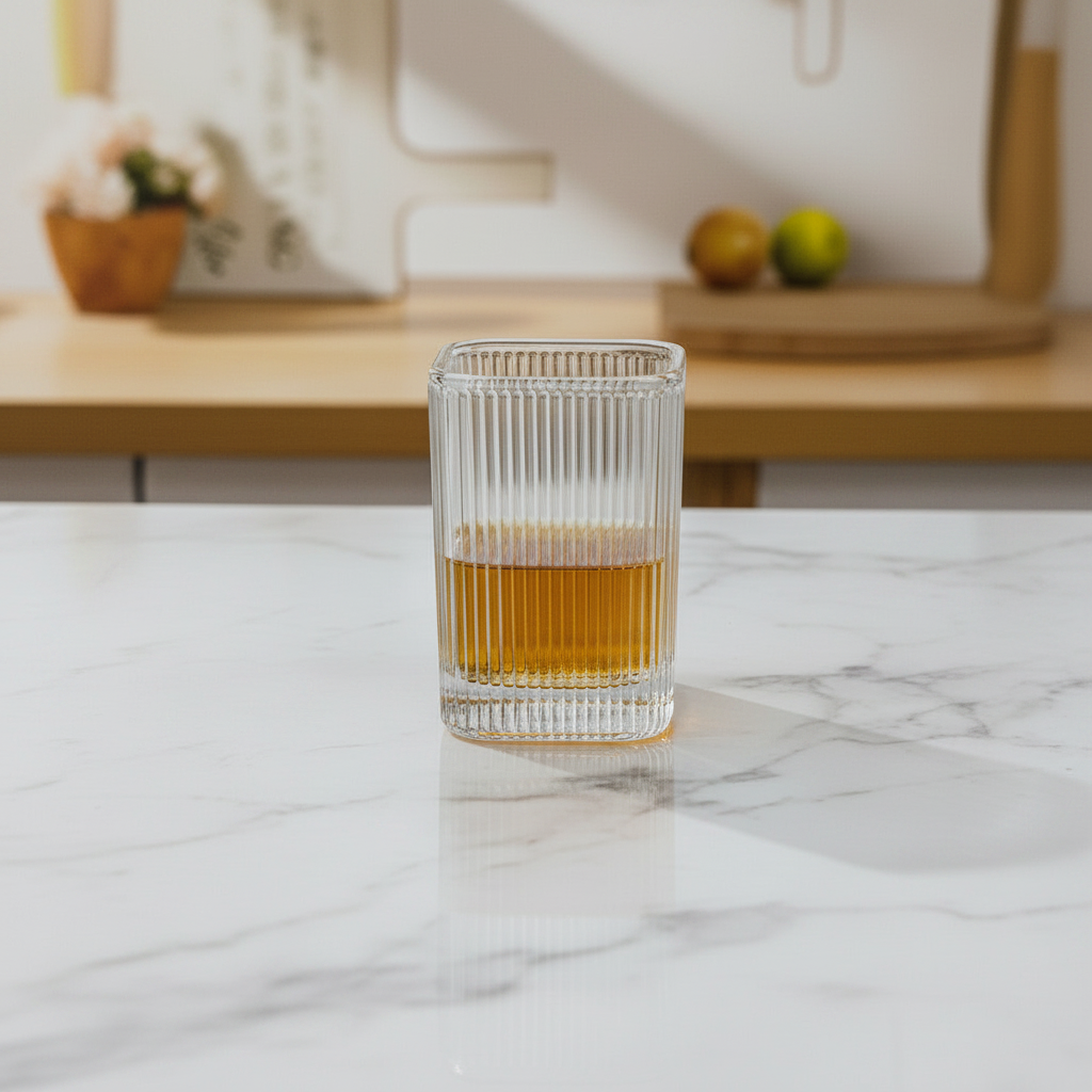 Diamonds - Rillet Drikkeglassæt - 200 ml. | Glas | Transparent | Kvadratisk | 6 stk.