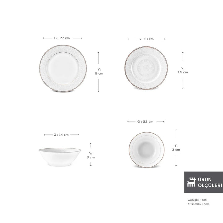 Karaca Elegance Bone Lumina – 24 dele Middagsservice til 6 personer