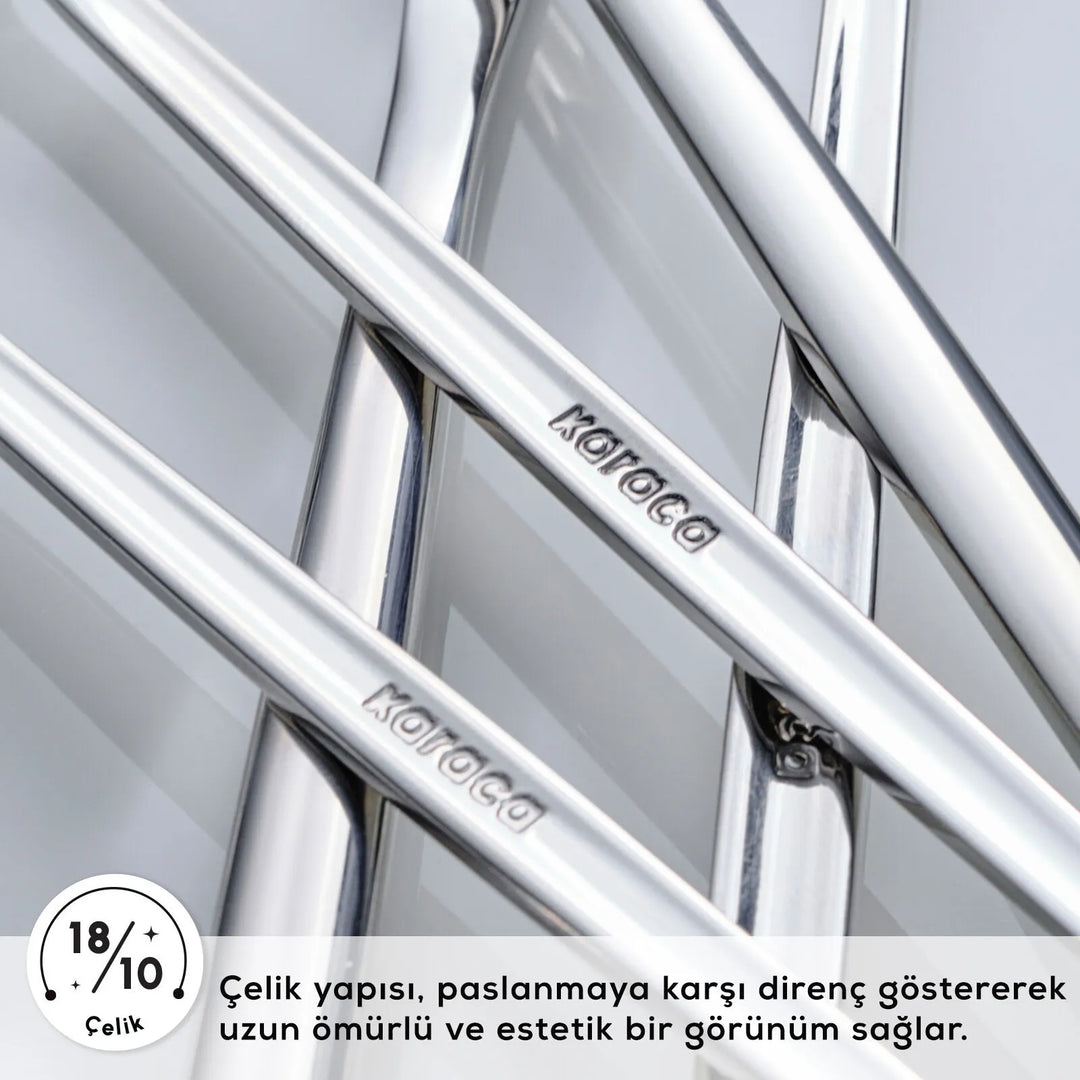 Karaca Orion Sølv 30 Dele Bestiksæt – 6 Personer - Rustfrit Stål