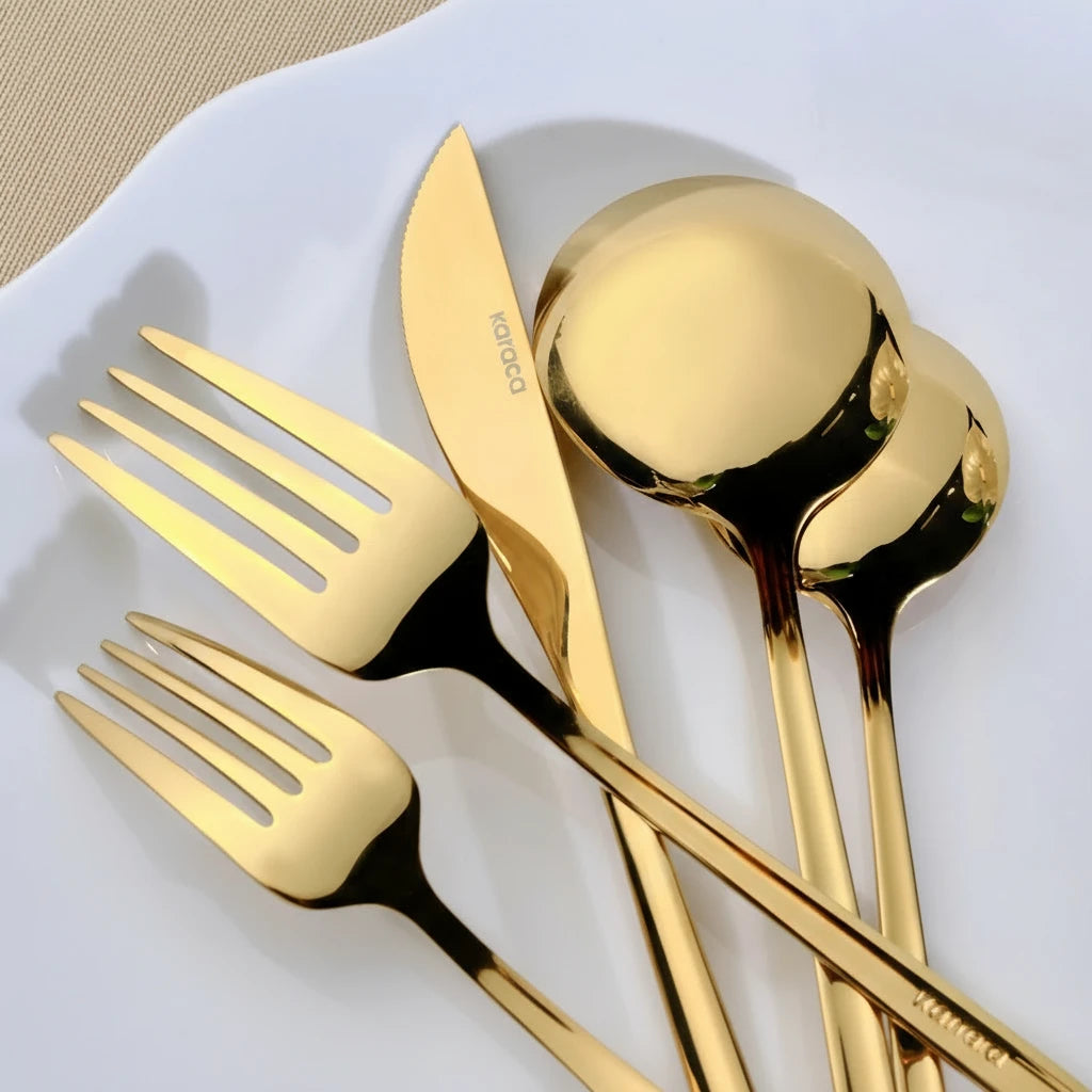 Karaca Orion 30-delt Bestiksæt 18/10 rustfrit stål | Blank Guld | 6 personer
