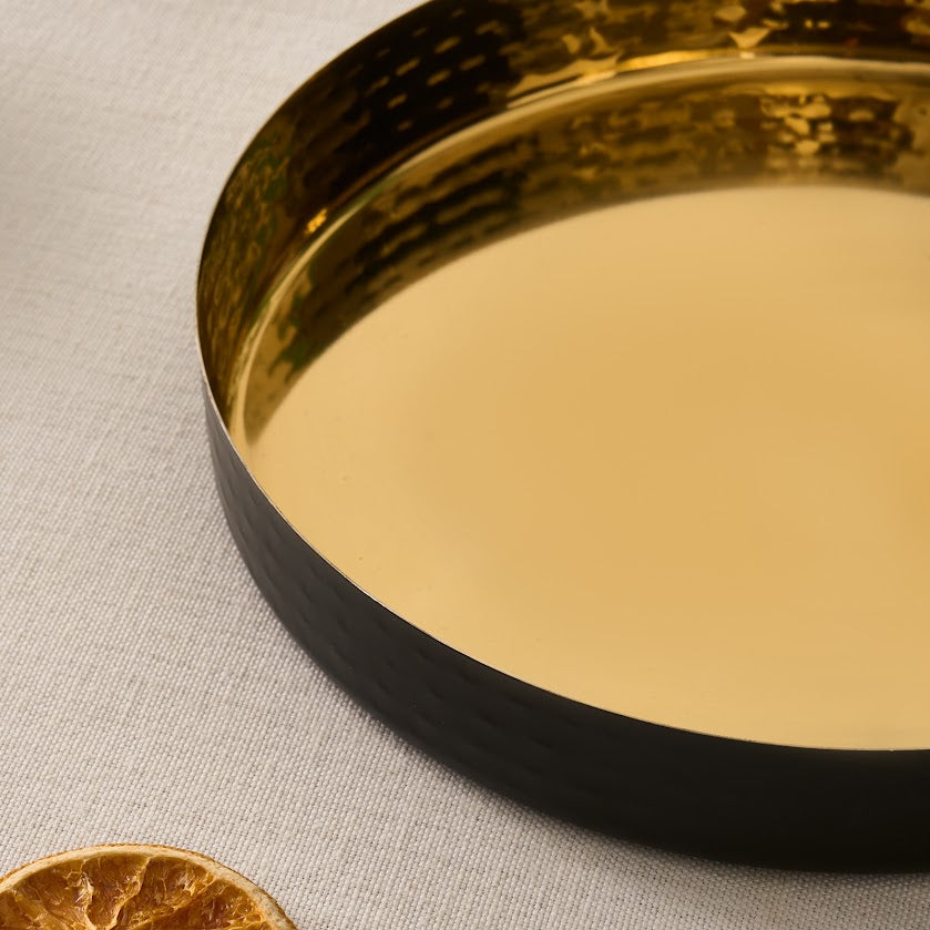 Karaca Arven Dekorativ Bakke – 26 cm - 18/10 Rustfrit Stål - Guld/Sort