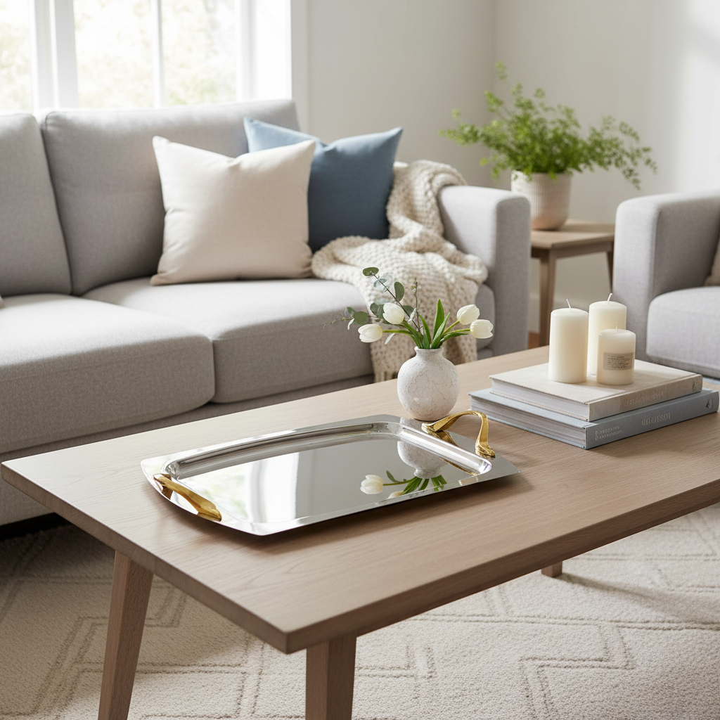 Karaca Plata Rektangulær Serveringsbakke i Rustfrit Stål