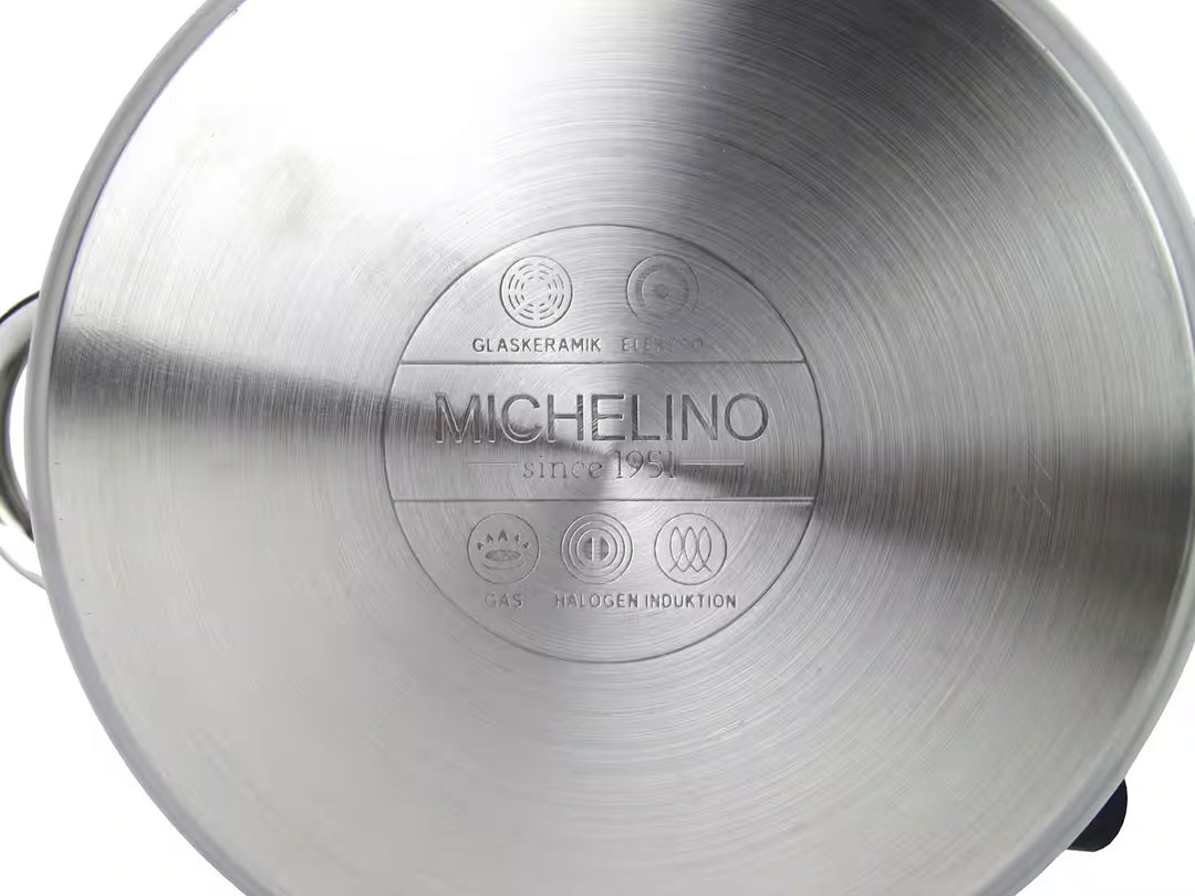 Michelino Berlin Grydesæt – 8 Dele i Satineret Rustfrit Stål