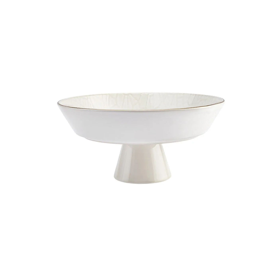 Karaca Calvin Porcelæn Serveringsskål På Fod | Hvid/Guld | 24 cm