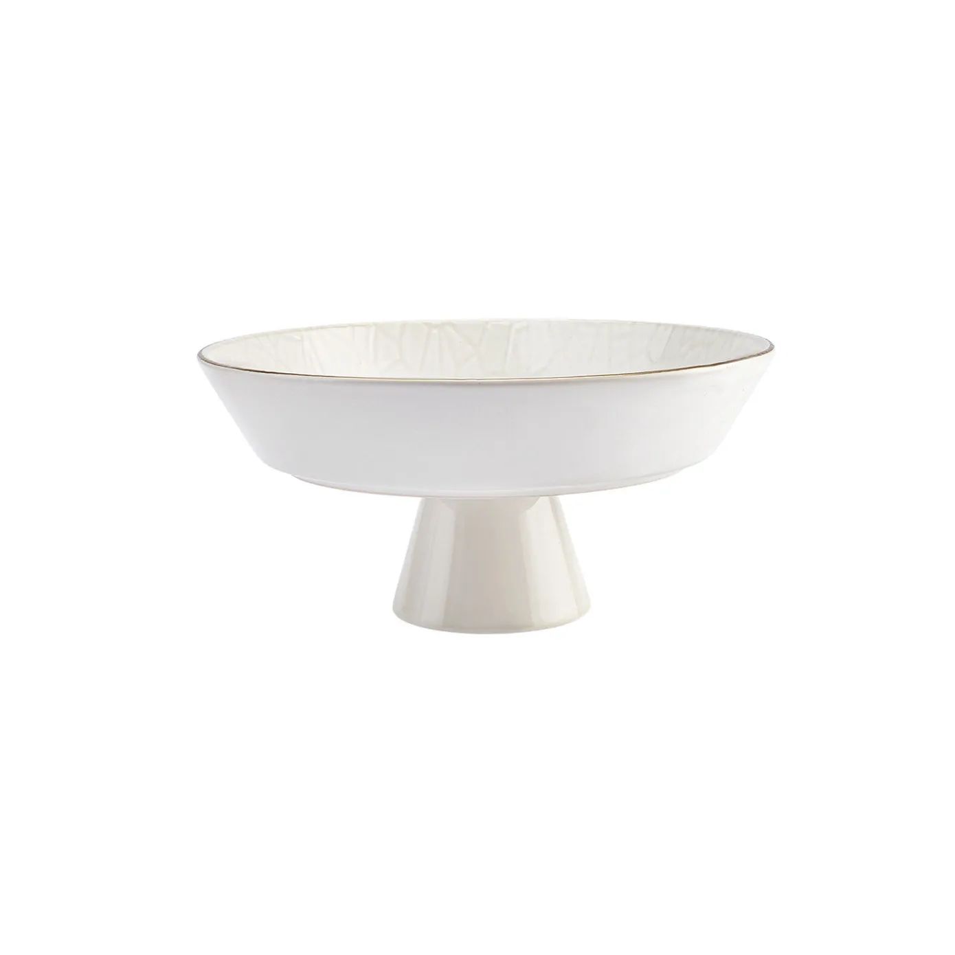 Karaca Calvin Porcelæn Serveringsskål På Fod | Hvid/Guld | 20 cm