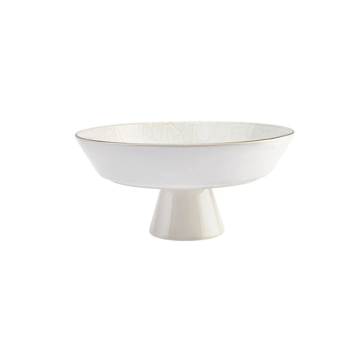 Karaca Calvin Porcelæn Serveringsskål På Fod | Hvid/Guld | 24 cm
