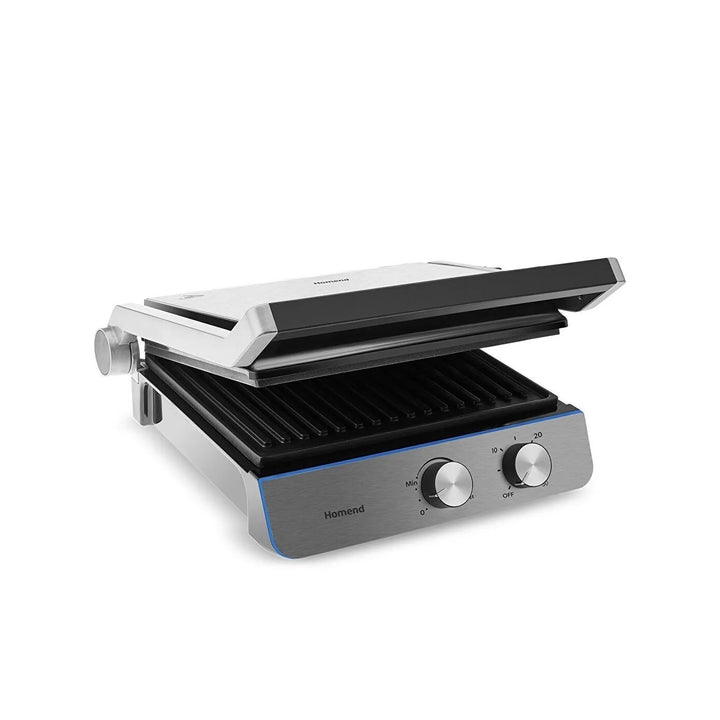 Homend Grilliant 1344H - Rustfrit Stål Grill & Brødrister med Støbejernsplader | 2000W