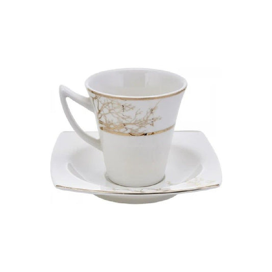 Karaca Autumn Espresso Kaffesæt til 6 personer – 85 ml - Hvid/Guld