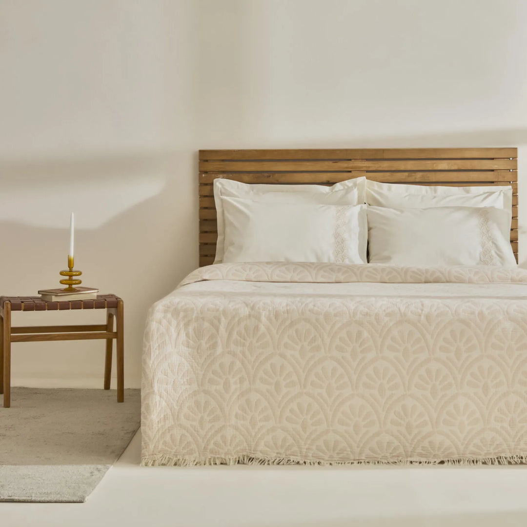 Karaca Home Shailyn Broderet Musselin Sengetæppesæt 200x220 cm (Dobbeltseng) | Rosa