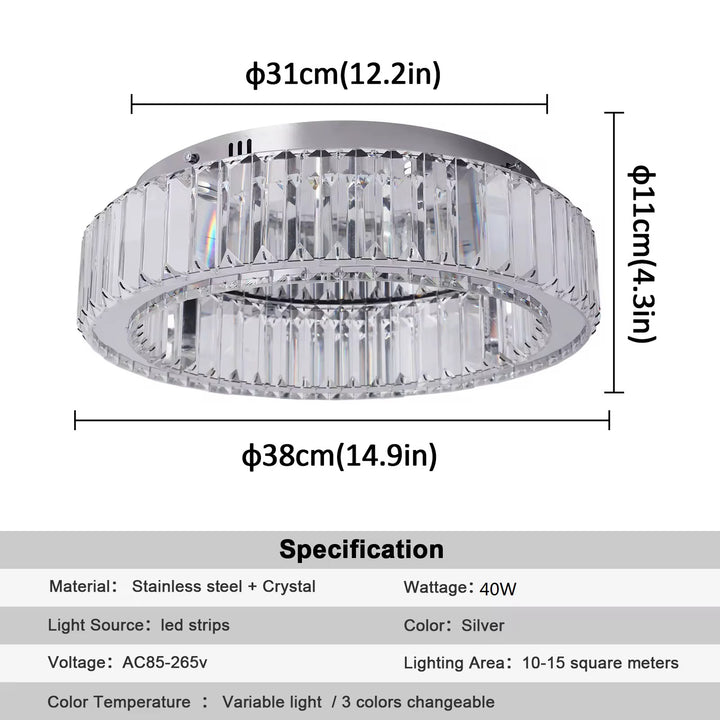 LED-kronelampe i krystaldesign 38cm