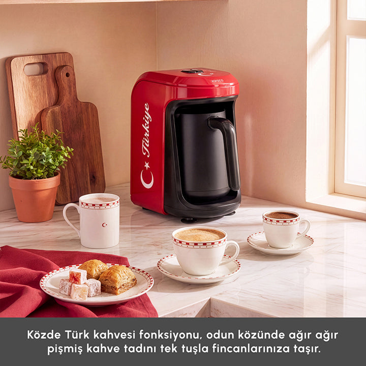 Karaca - Hatır Hüps Türkiye Tyrkisk Kaffemaskine- 5 kopper | Tyrkisk Flag Rød