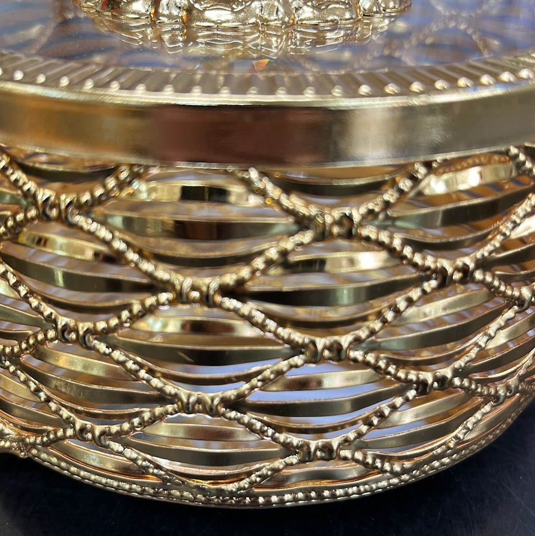 Guld Dekorationskrukke med Glaslåg