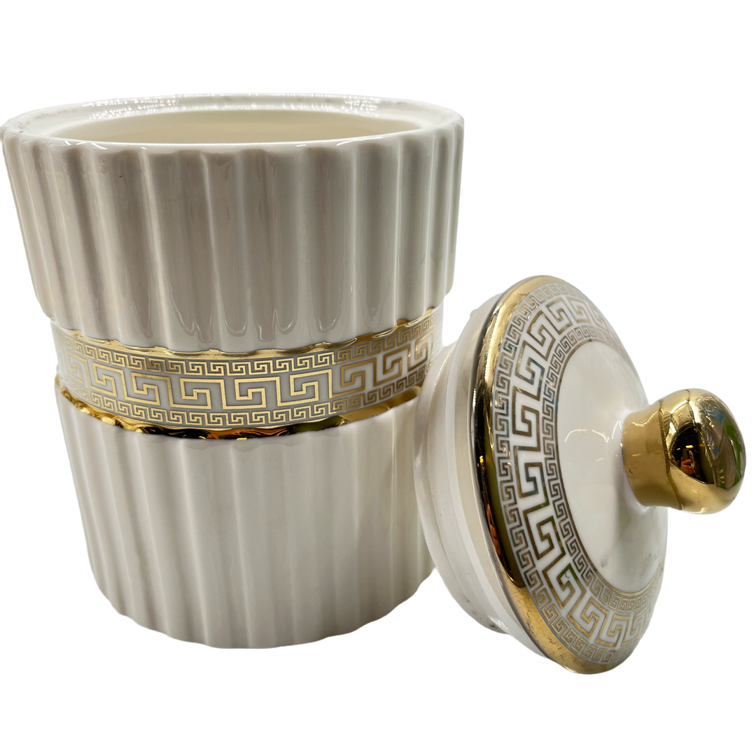 Almina Krydderisæt i Porselæn - Hvid/Guld