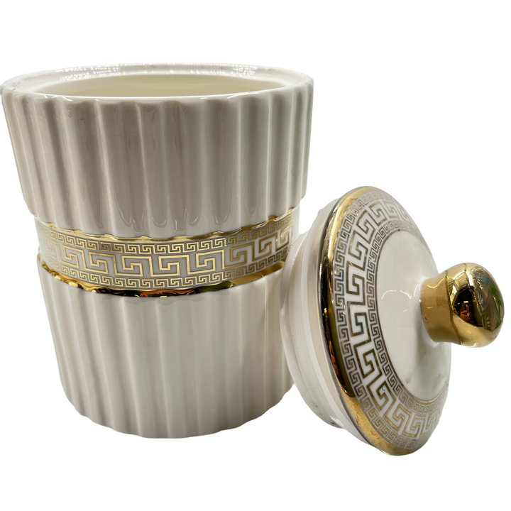 Almina Krydderisæt i Porselæn - Hvid/Guld