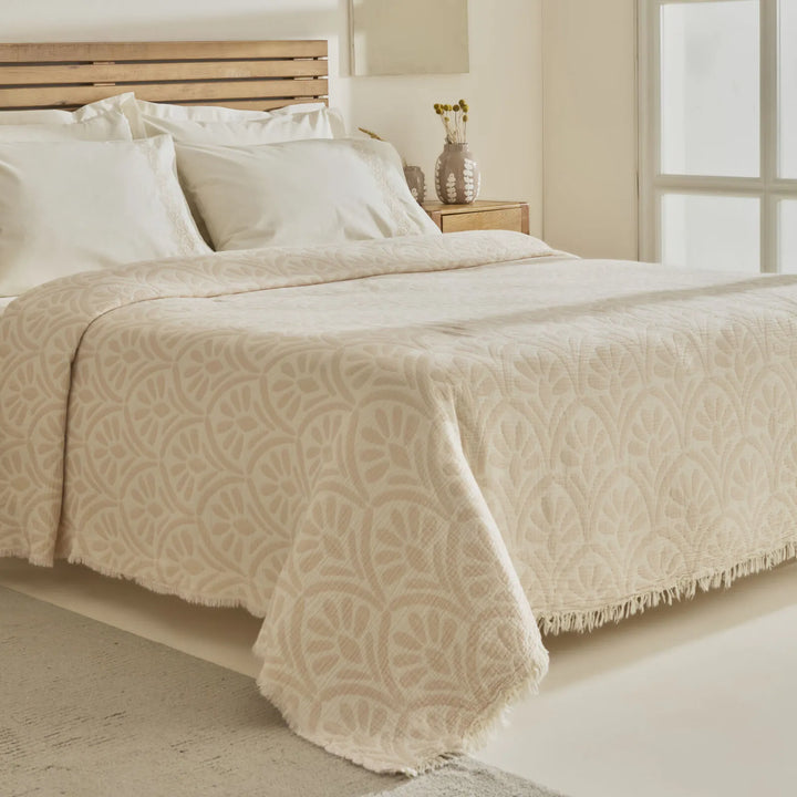 Karaca Home Shailyn Broderet Musselin Sengetæppesæt 200x220 cm (Dobbeltseng) | Rosa