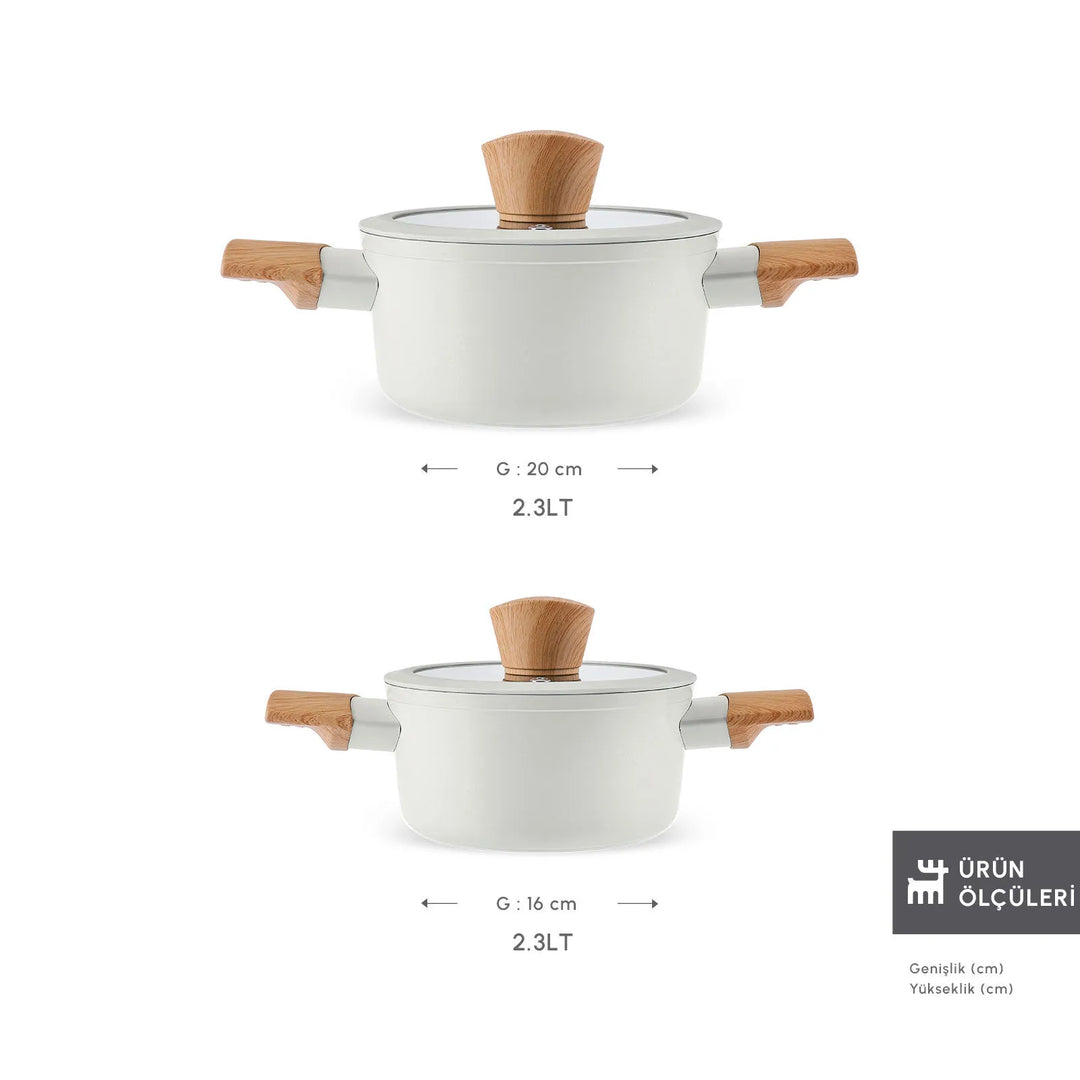 Karaca Swiss Crystal Almond Cream Induktionsvenligt Midi Grydesæt – 4 dele