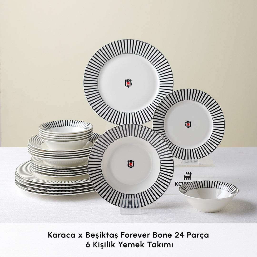 Karaca x Beşiktaş Forever Bone Spisestel – 24 Dele til 6 Personer