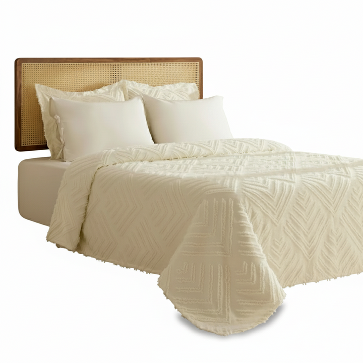 Karaca Home Velora – Dobbeltseng Sengetæppe 230x240 cm, Ecru