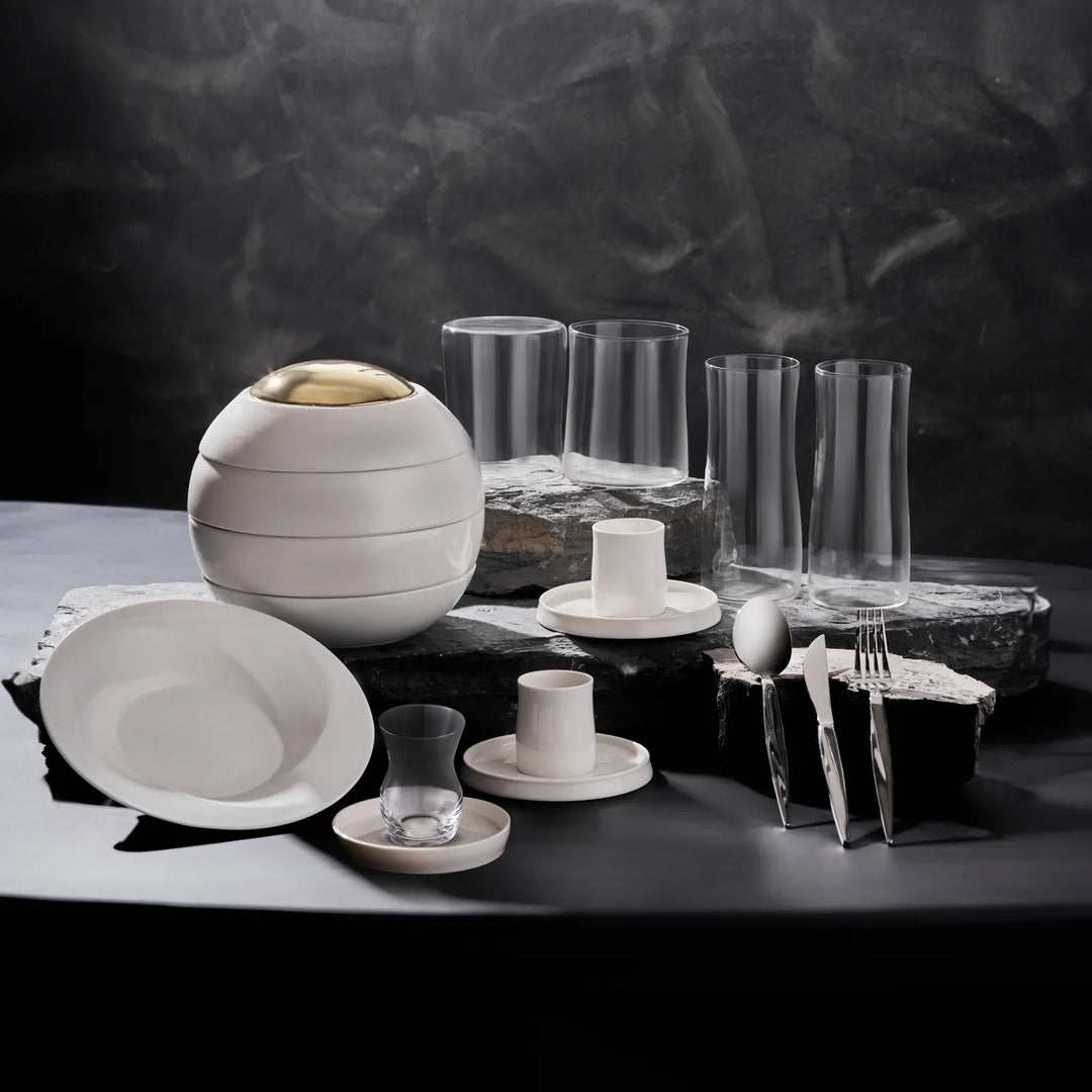 Karaca X Sarıyer Design Vortex Fine Pearl Porcelænssæt 28-dele 6-personer – Guld