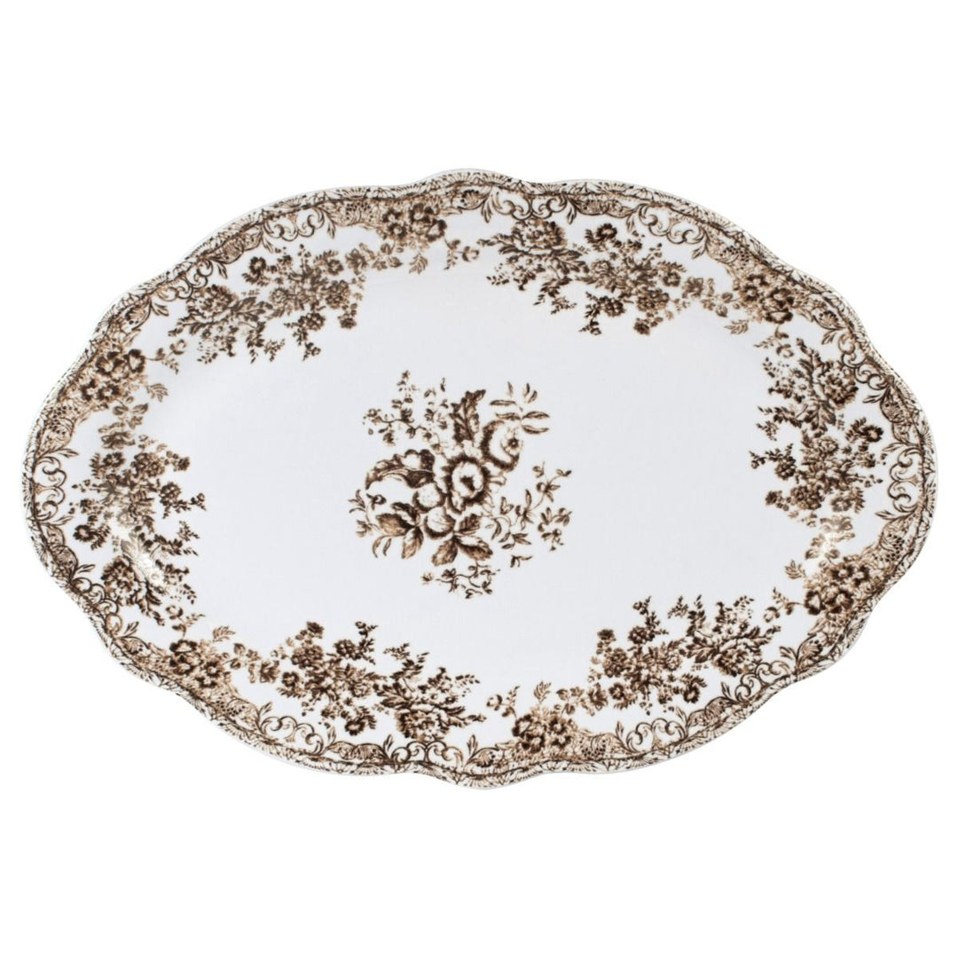 Bricard Fleury - Porcelæn tallerkensæt - 25 Dele | 6 Personer | Brun